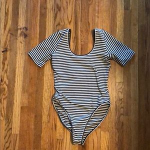 Black and white striped leotard